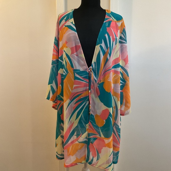 ❤️‍🔥 NWT Jantzen Paradise Palms Swim Cover Up Size 2X - Picture 2 of 6